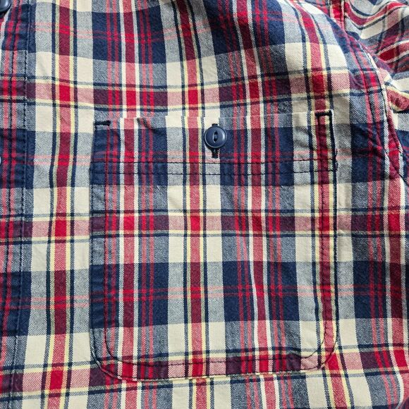 L.L. Bean Men S Reg Red Blue Plaid Button Up Denim Long Sleeve Shirt - Picture 5 of 11